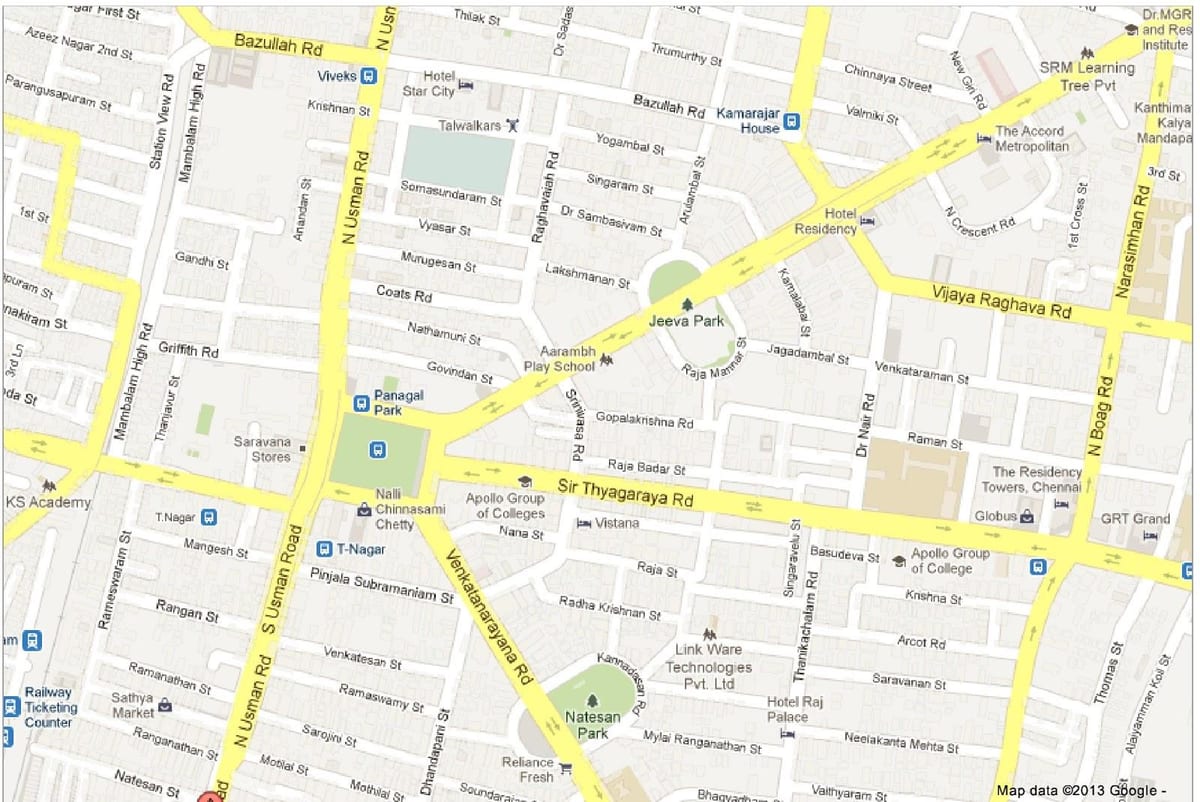 מפה של צ ' נאי t Nagar